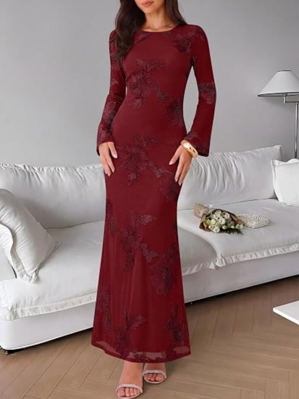Women's Floral Wedding Guest Cocktail Maxi Dress